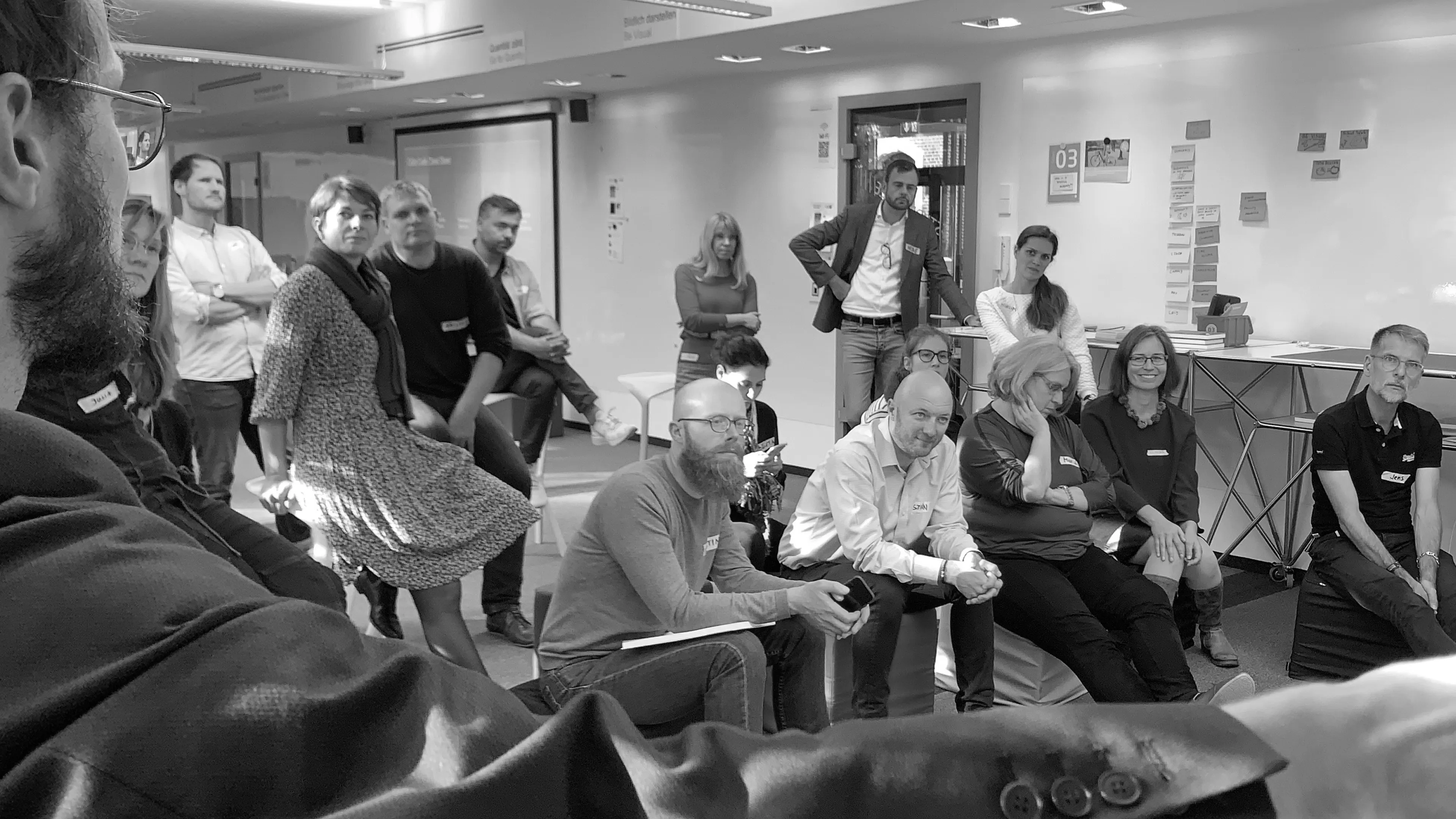 Participants in an innovation workshop